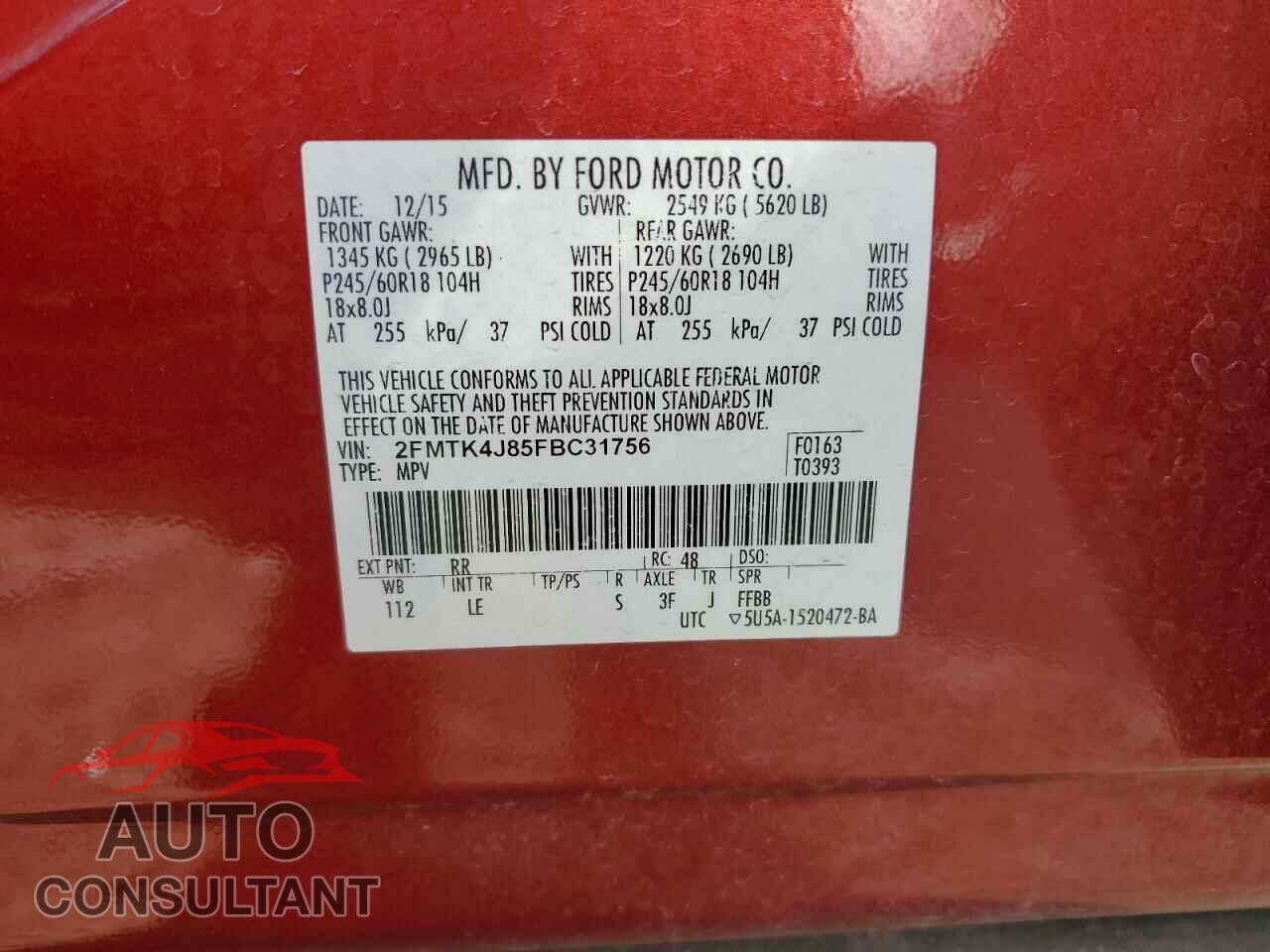 FORD EDGE 2015 - 2FMTK4J85FBC31756
