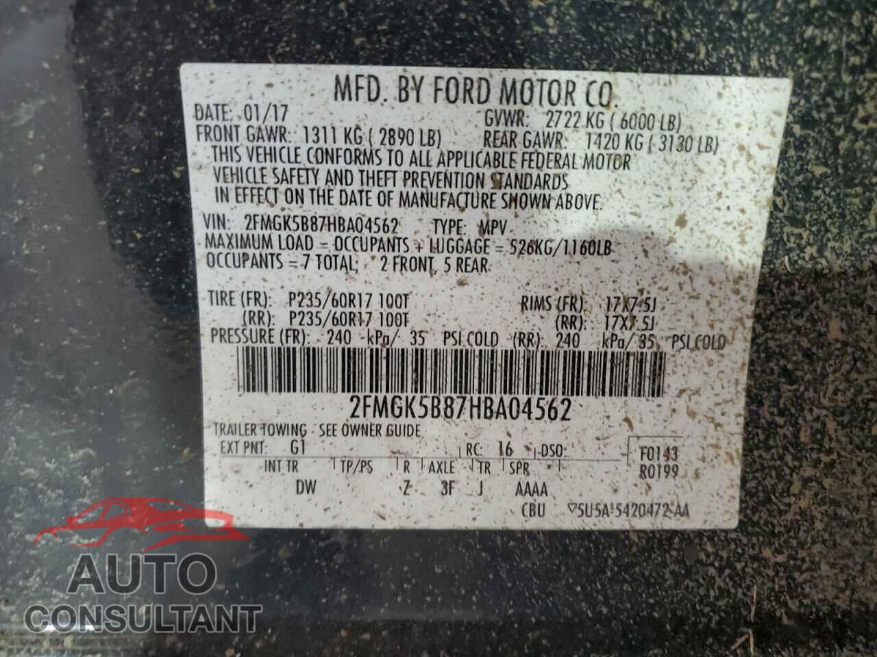 FORD FLEX 2017 - 2FMGK5B87HBA04562