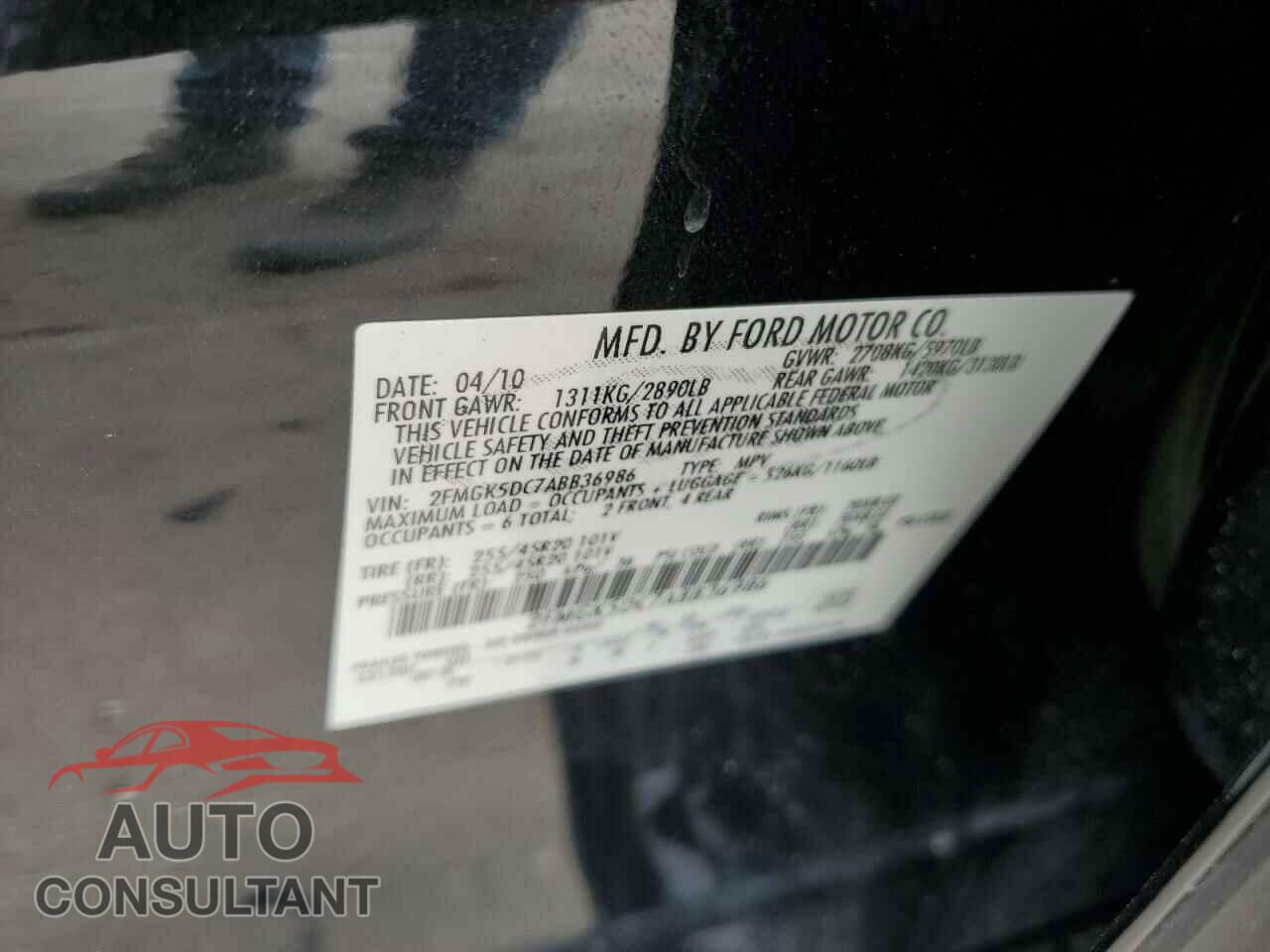 FORD FLEX 2010 - 2FMGK5DC7ABB36986