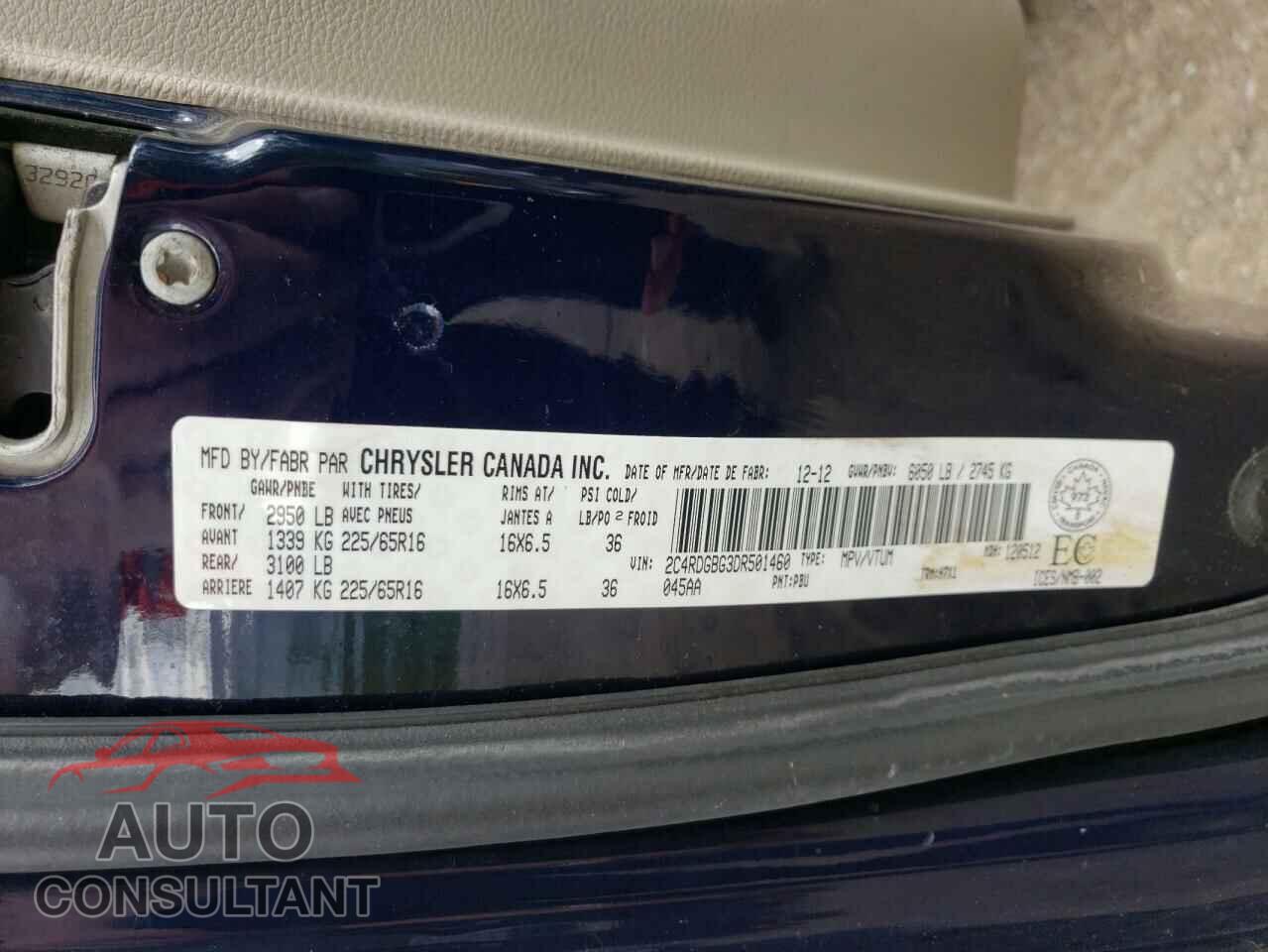 DODGE CARAVAN 2013 - 2C4RDGBG3DR501460
