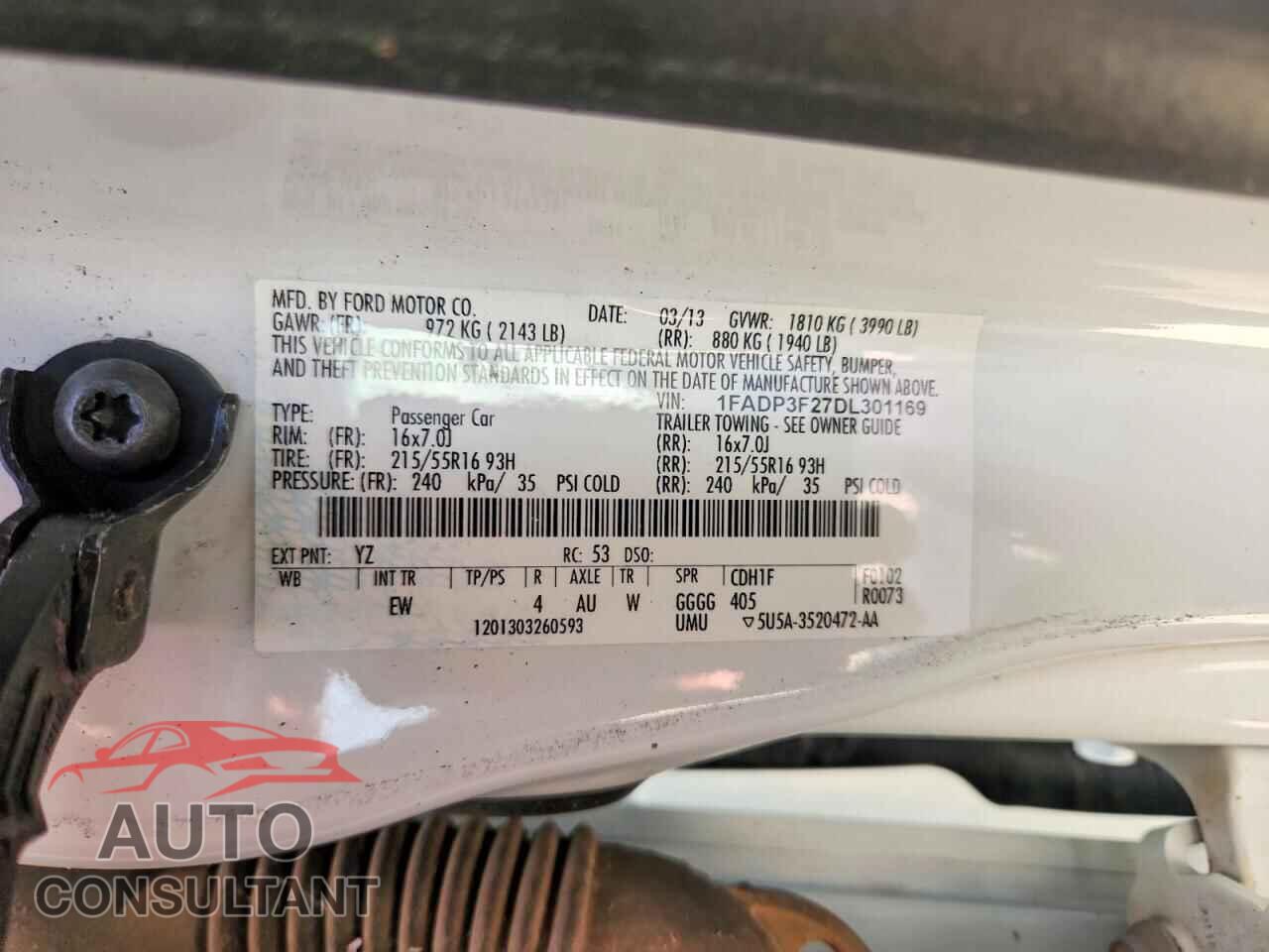 FORD FOCUS 2013 - 1FADP3F27DL301169