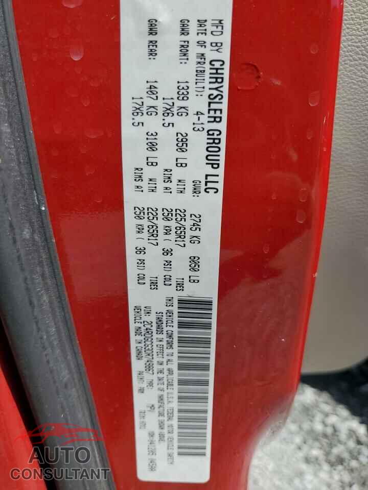 DODGE CARAVAN 2013 - 2C4RDGCG3DR749867