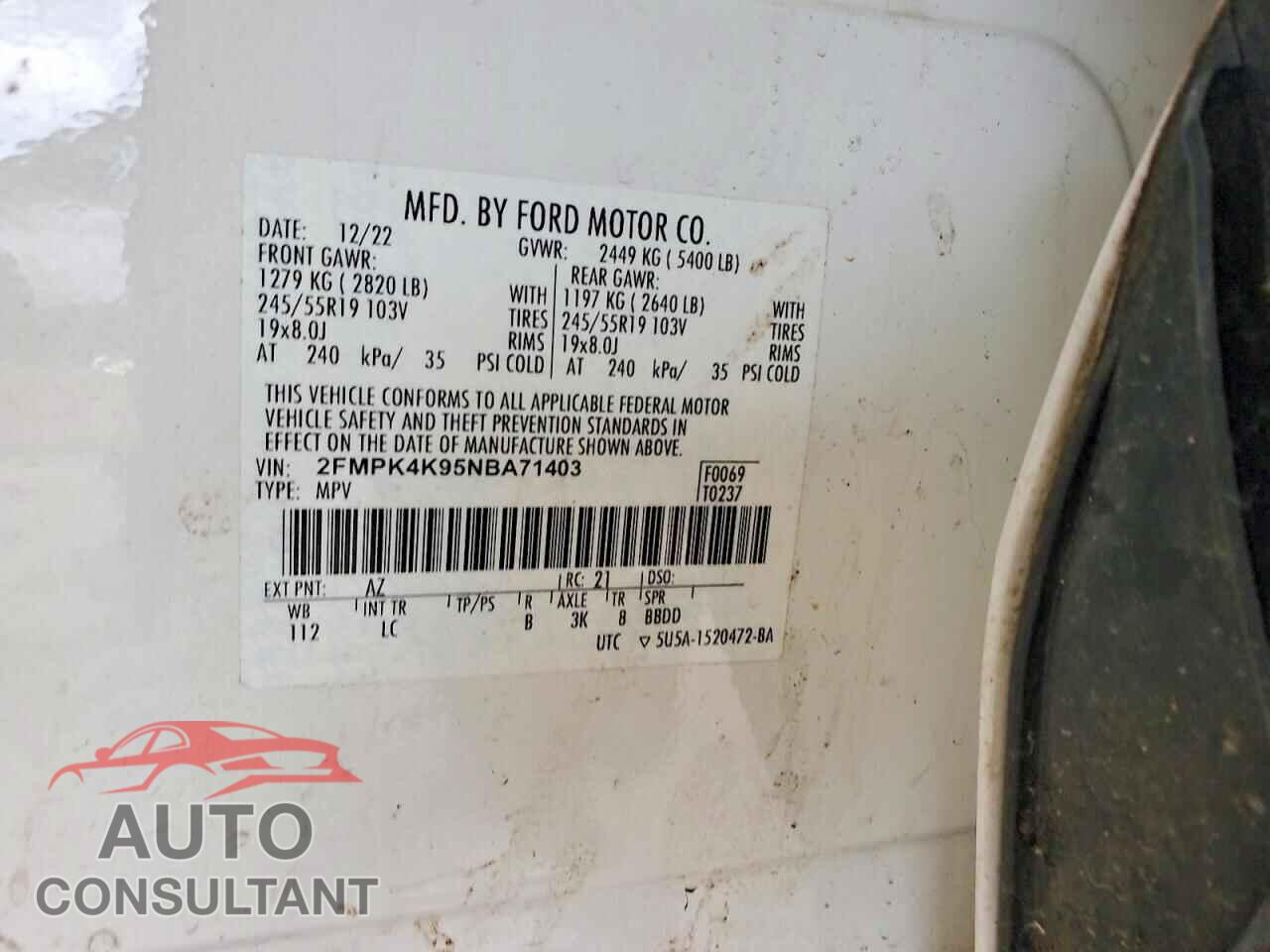 FORD EDGE 2022 - 2FMPK4K95NBA71403