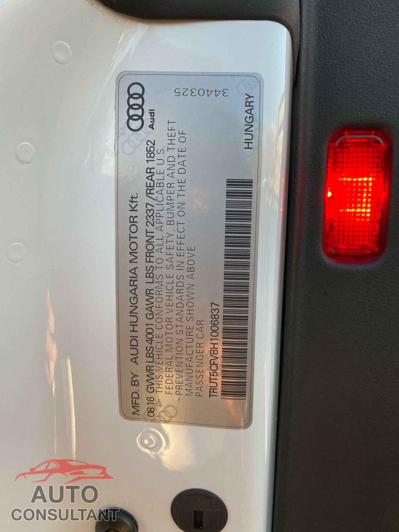 AUDI TT 2017 - TRUT5CFV8H1006837