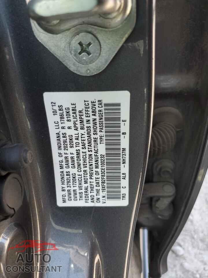 HONDA CIVIC 2012 - 19XFB2F83CE100232