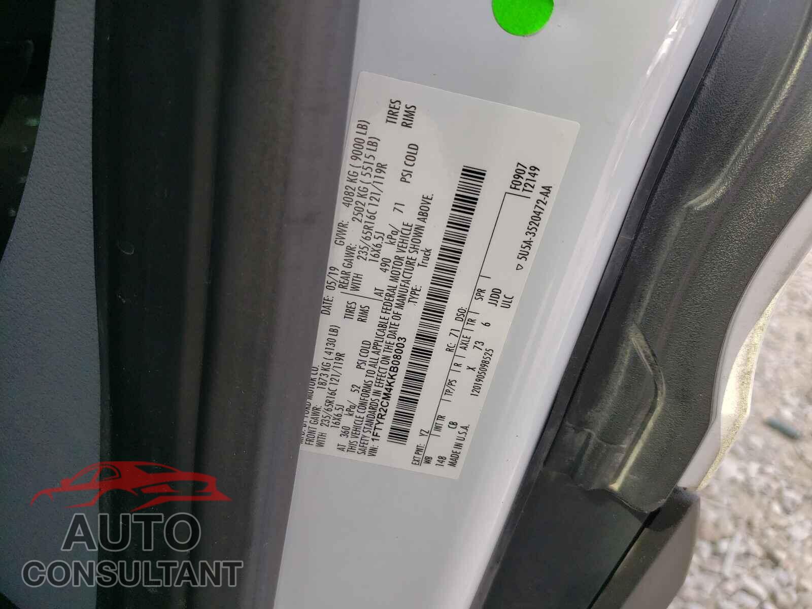 FORD TRANSIT CO 2019 - 1FTYR2CM4KKB08003