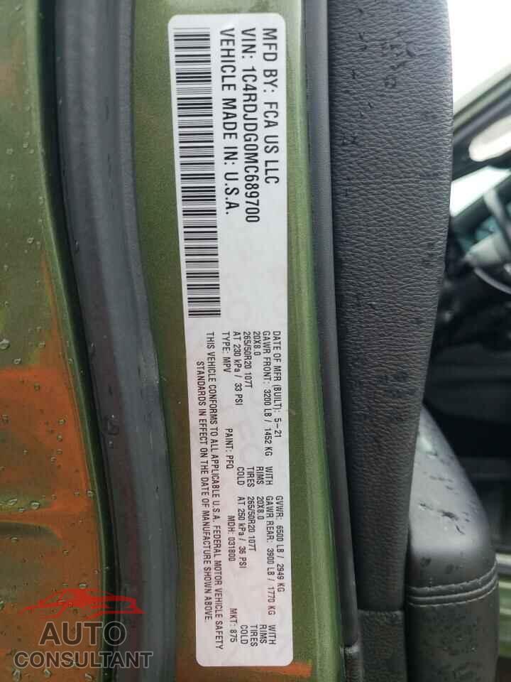 DODGE DURANGO 2021 - 1C4RDJDG0MC689700