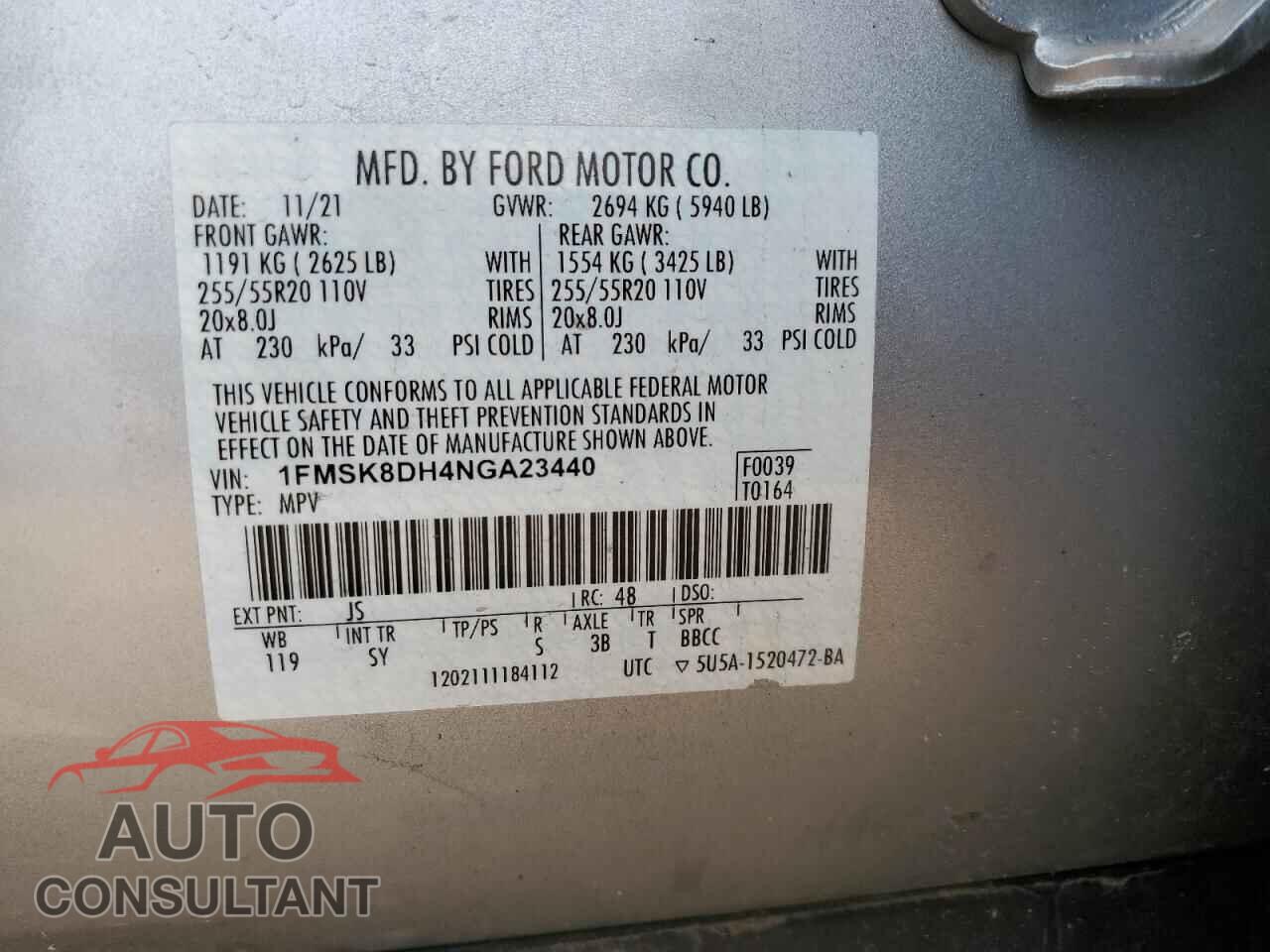 FORD EXPLORER 2022 - 1FMSK8DH4NGA23440