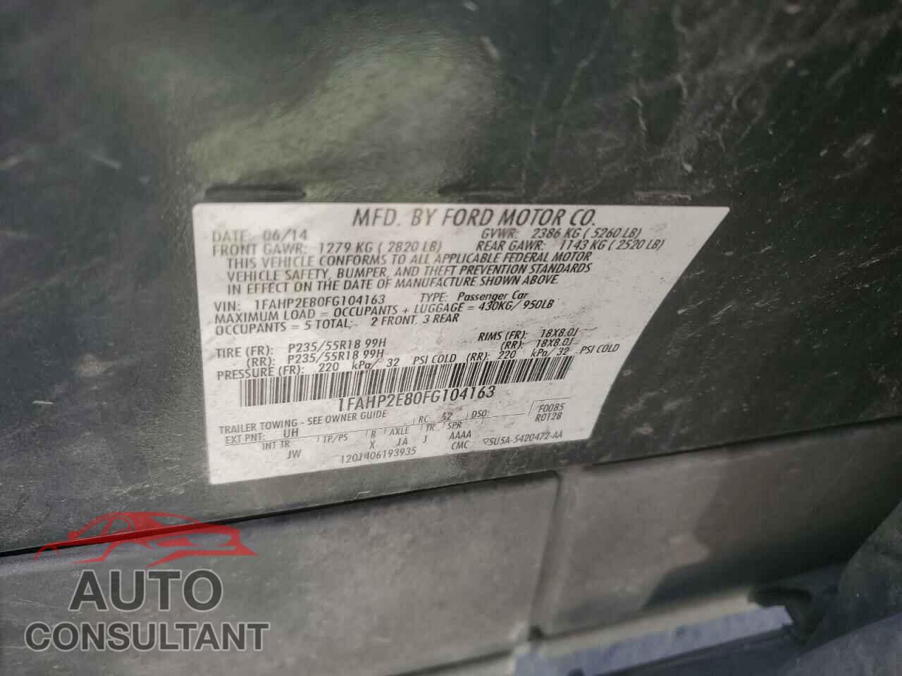 FORD TAURUS 2015 - 1FAHP2E80FG104163