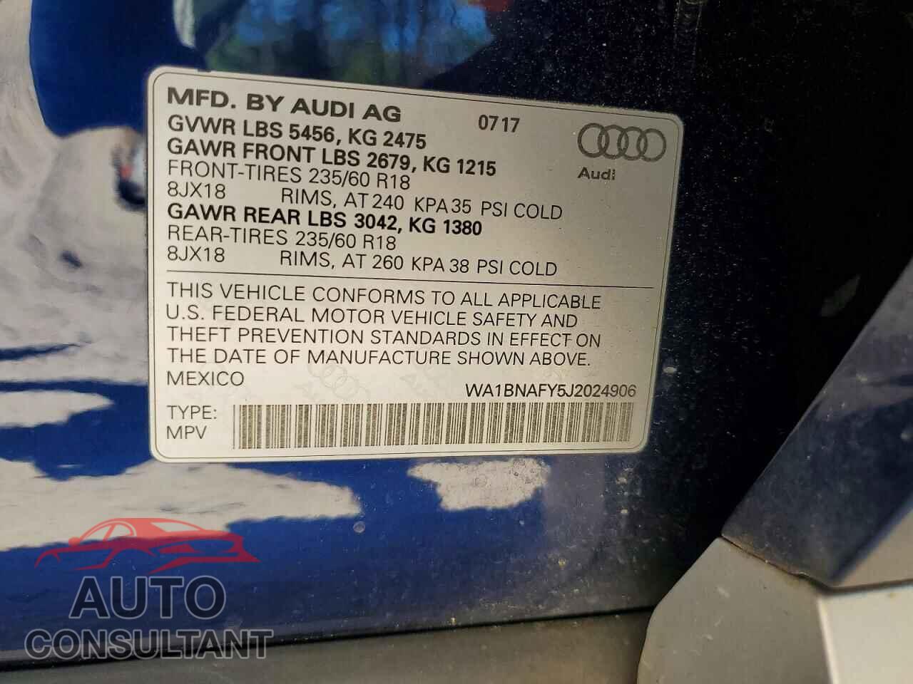 AUDI Q5 2018 - WA1BNAFY5J2024906