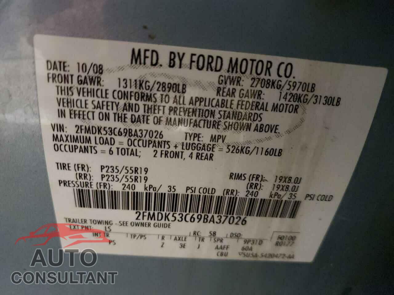 FORD FLEX 2009 - 2FMDK53C69BA37026