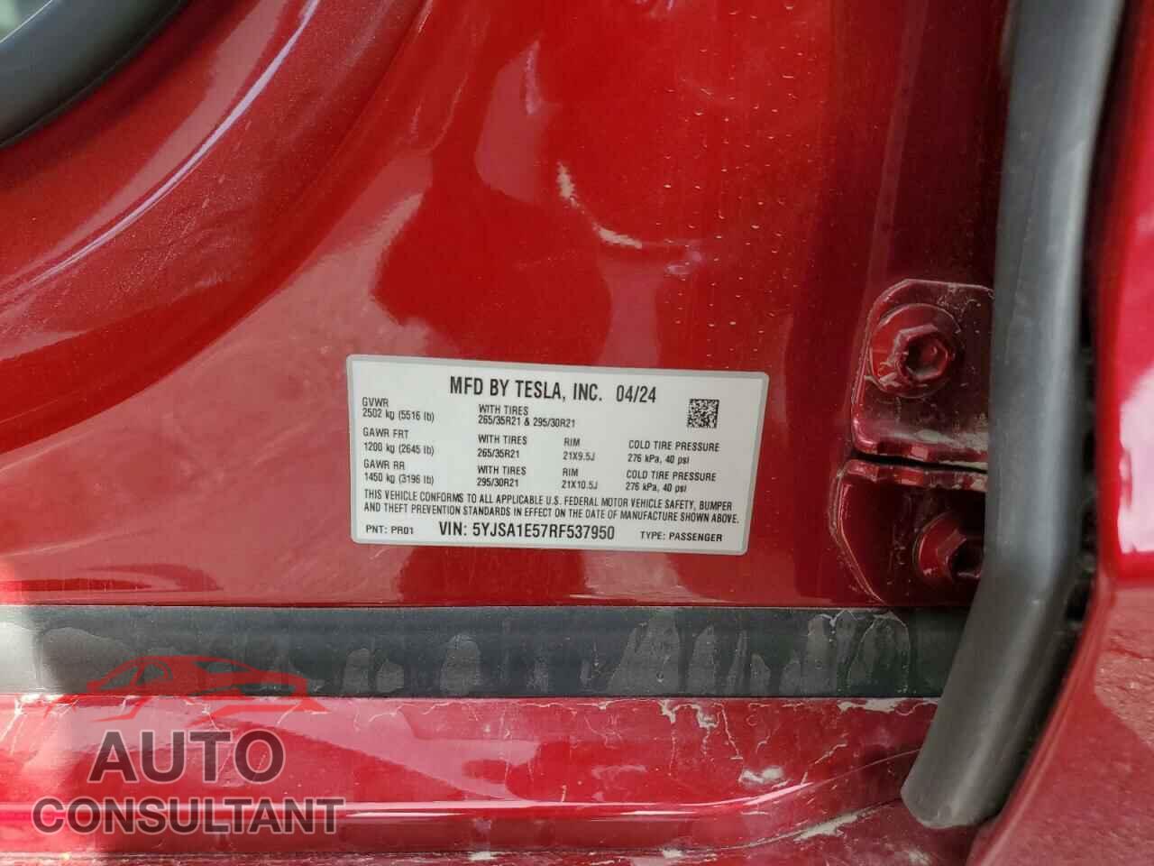TESLA MODEL S 2024 - 5YJSA1E57RF537950