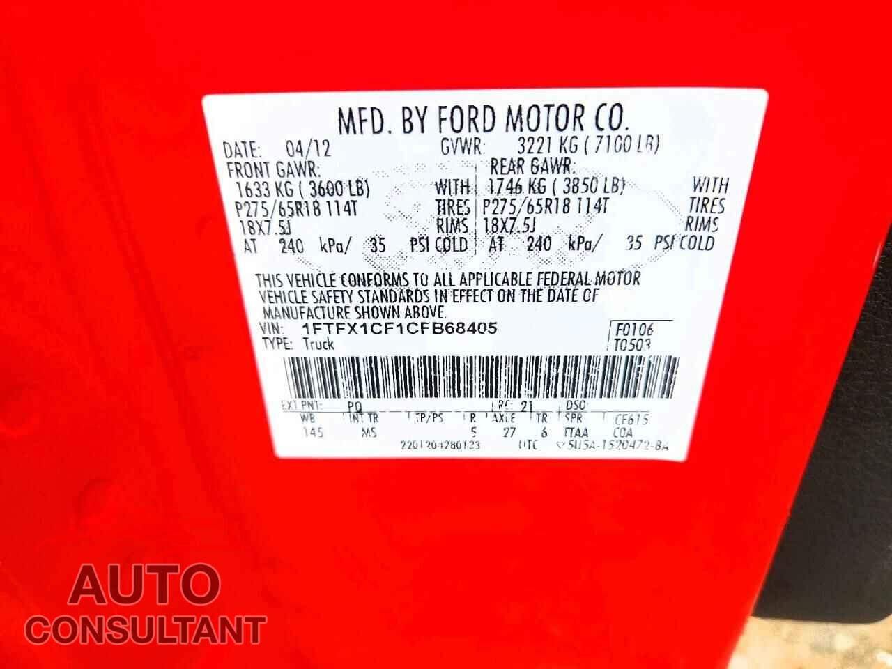 FORD F150 2012 - 1FTFX1CF1CFB68405