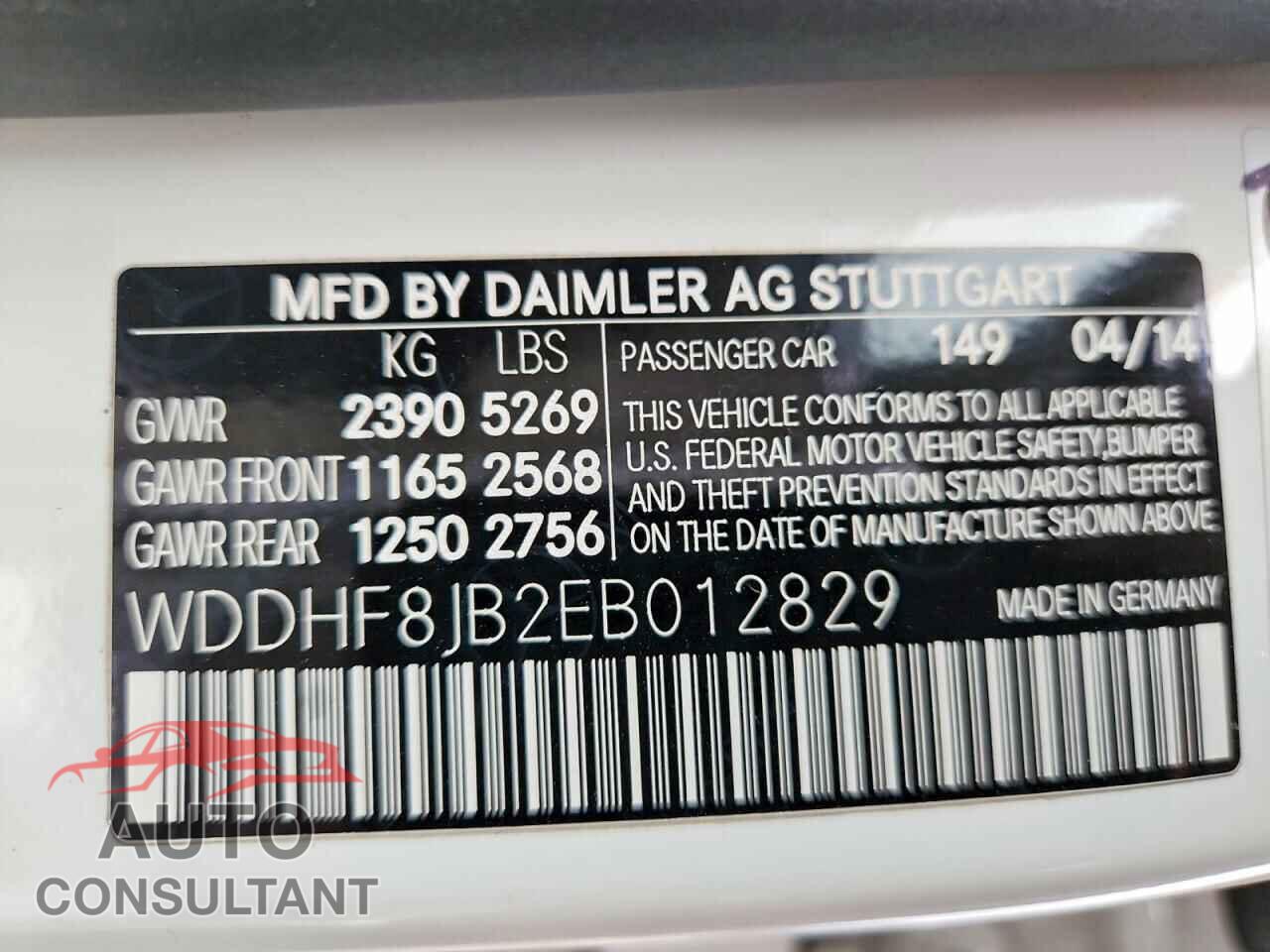 MERCEDES-BENZ E-CLASS 2014 - WDDHF8JB2EB012829