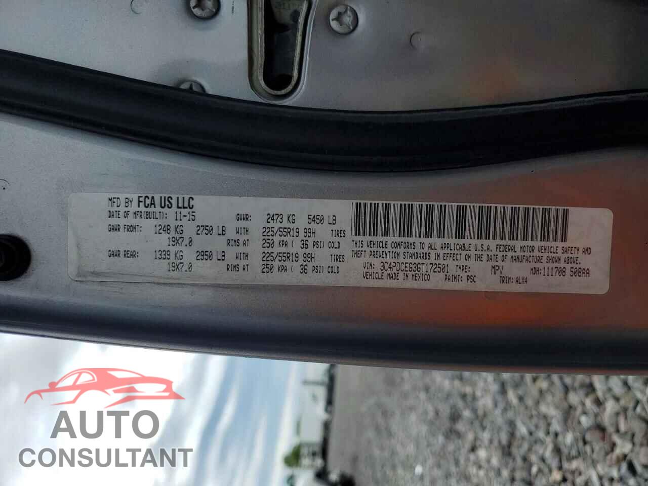 DODGE JOURNEY 2016 - 3C4PDCEG3GT172501