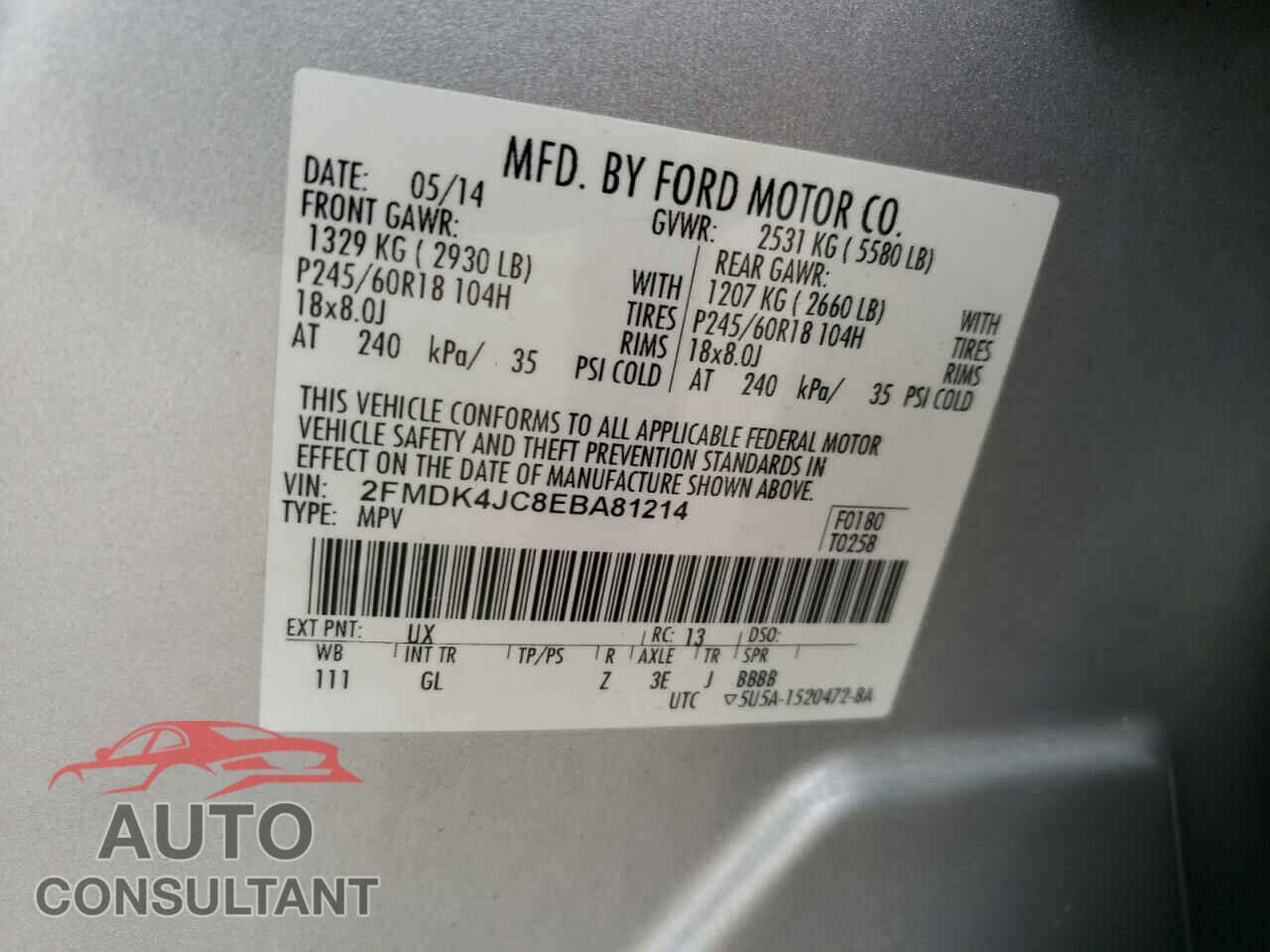 FORD EDGE 2014 - 2FMDK4JC8EBA81214
