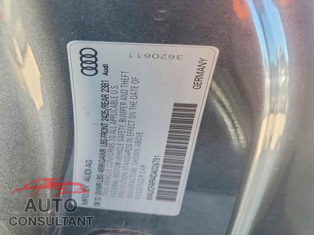 AUDI A5 2013 - WAUCFAFR4DA024791