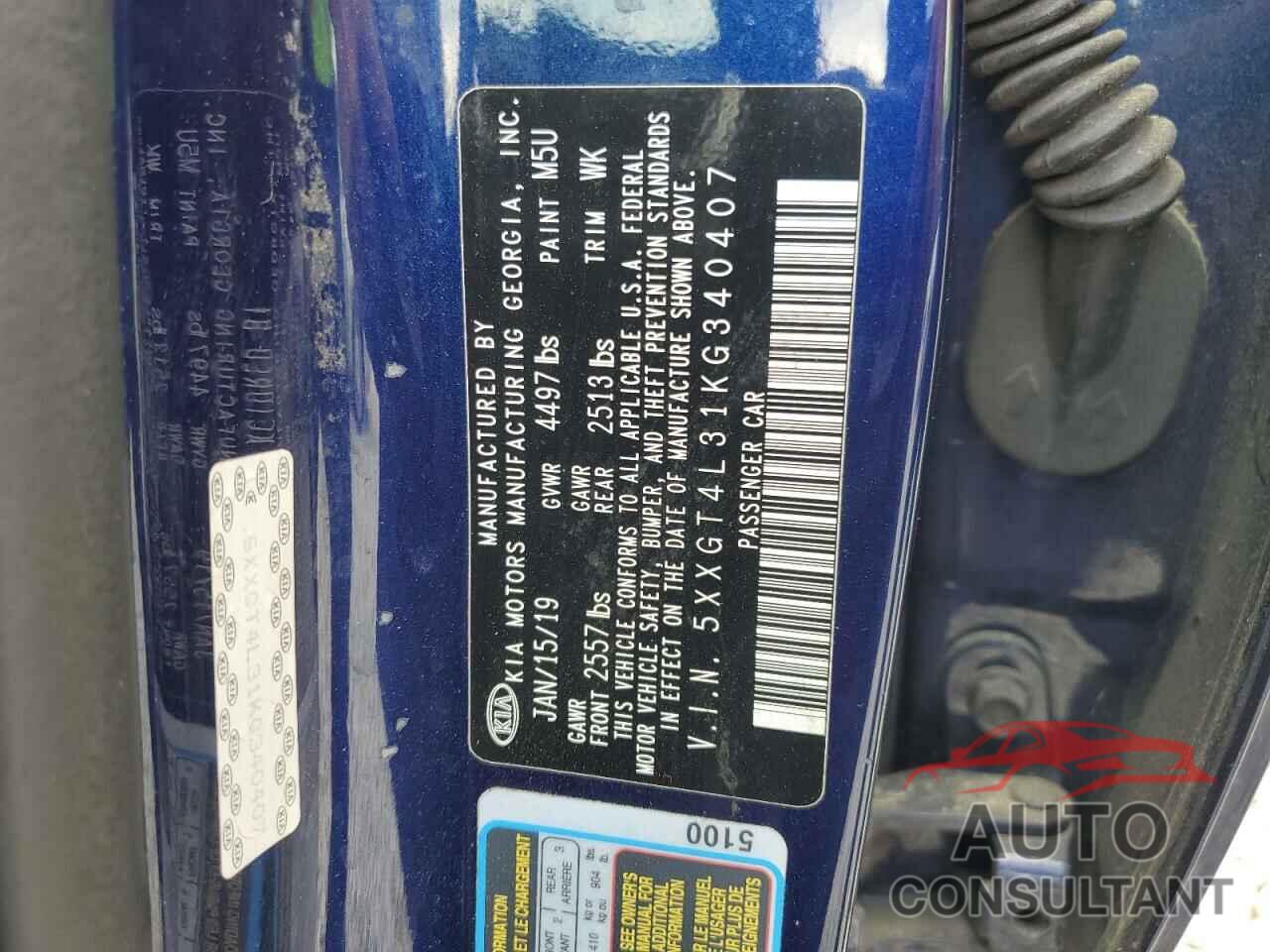 KIA OPTIMA 2019 - 5XXGT4L31KG340407