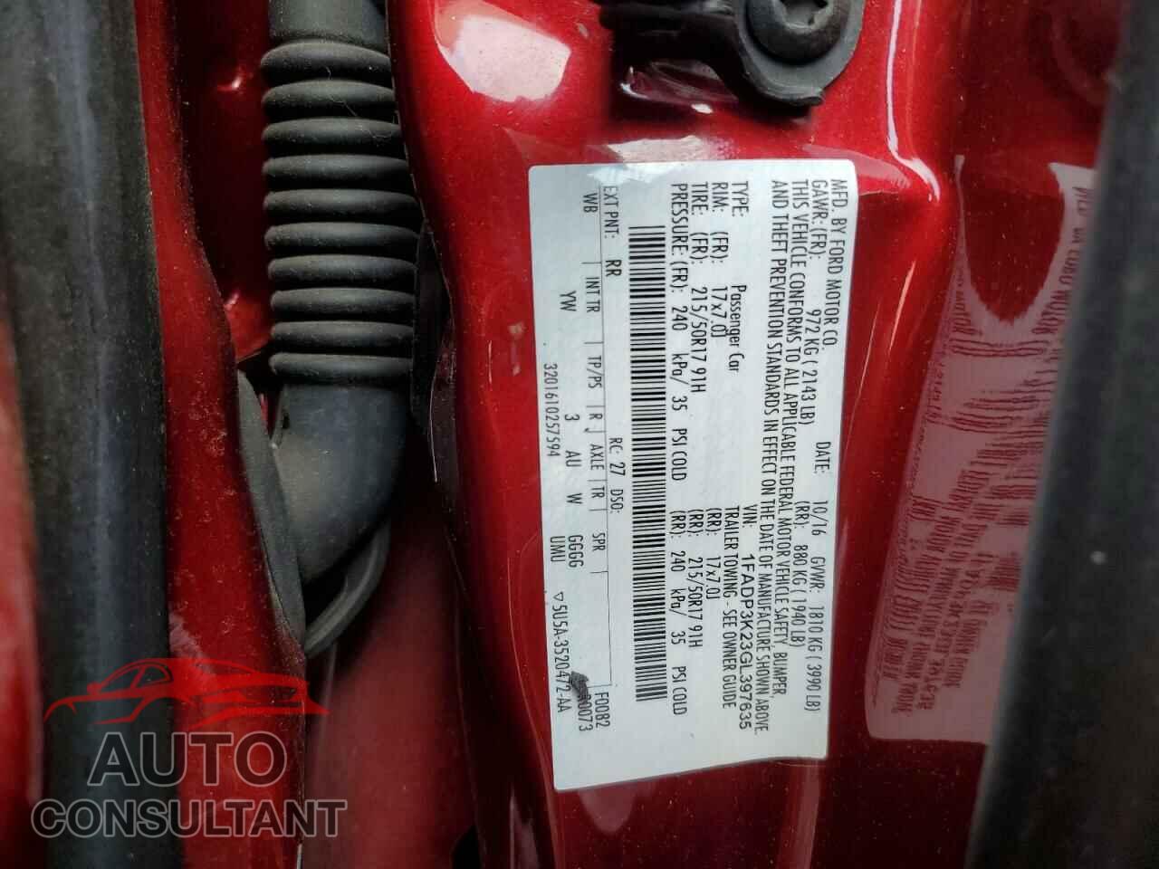 FORD FOCUS 2016 - 1FADP3K23GL397635