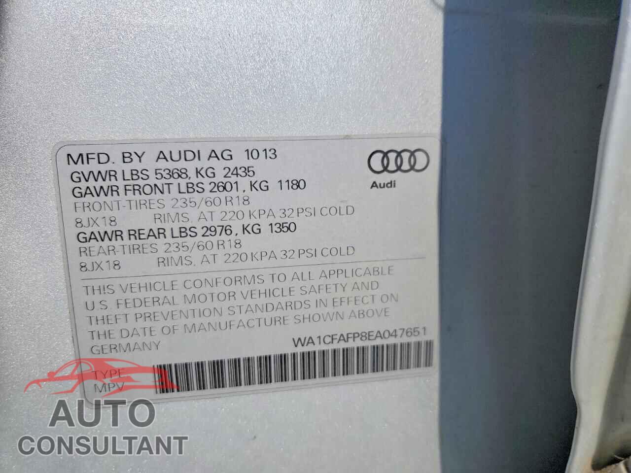 AUDI Q5 2014 - WA1CFAFP8EA047651
