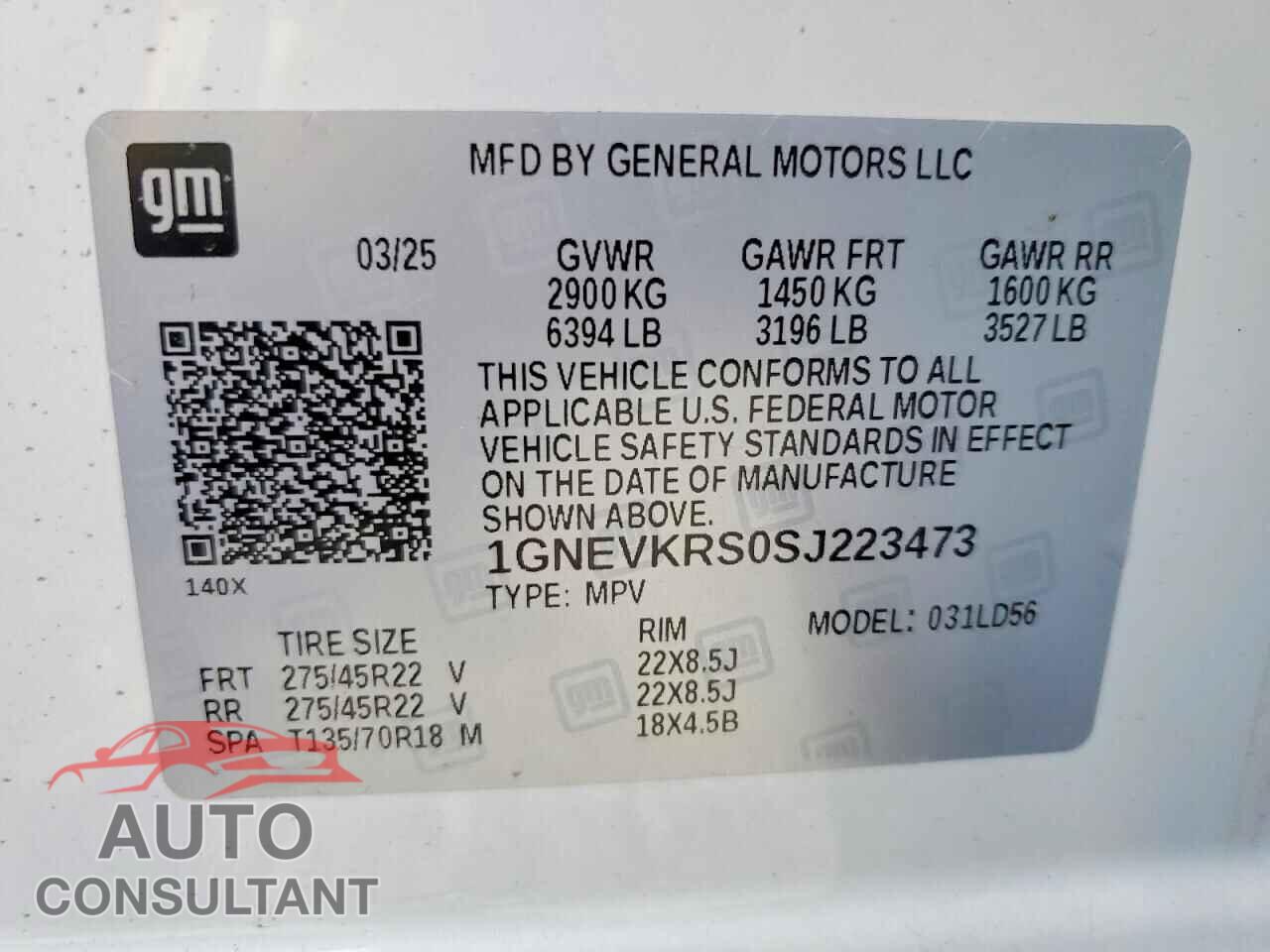 CHEVROLET TRAVERSE 2025 - 1GNEVKRS0SJ223473