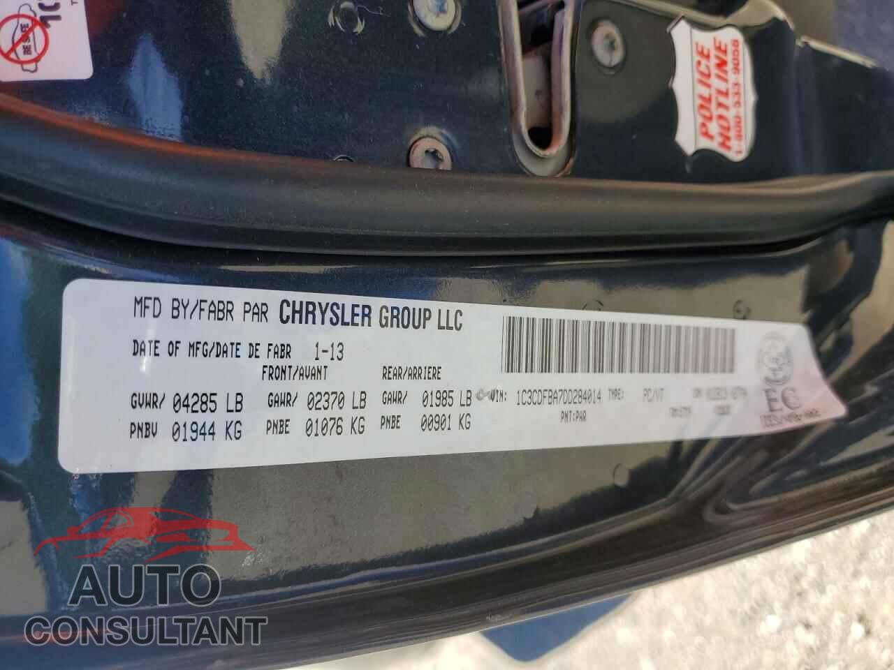 DODGE DART 2013 - 1C3CDFBA7DD284014