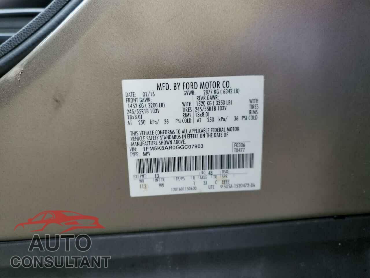 FORD EXPLORER 2016 - 1FM5K8AR0GGC07903