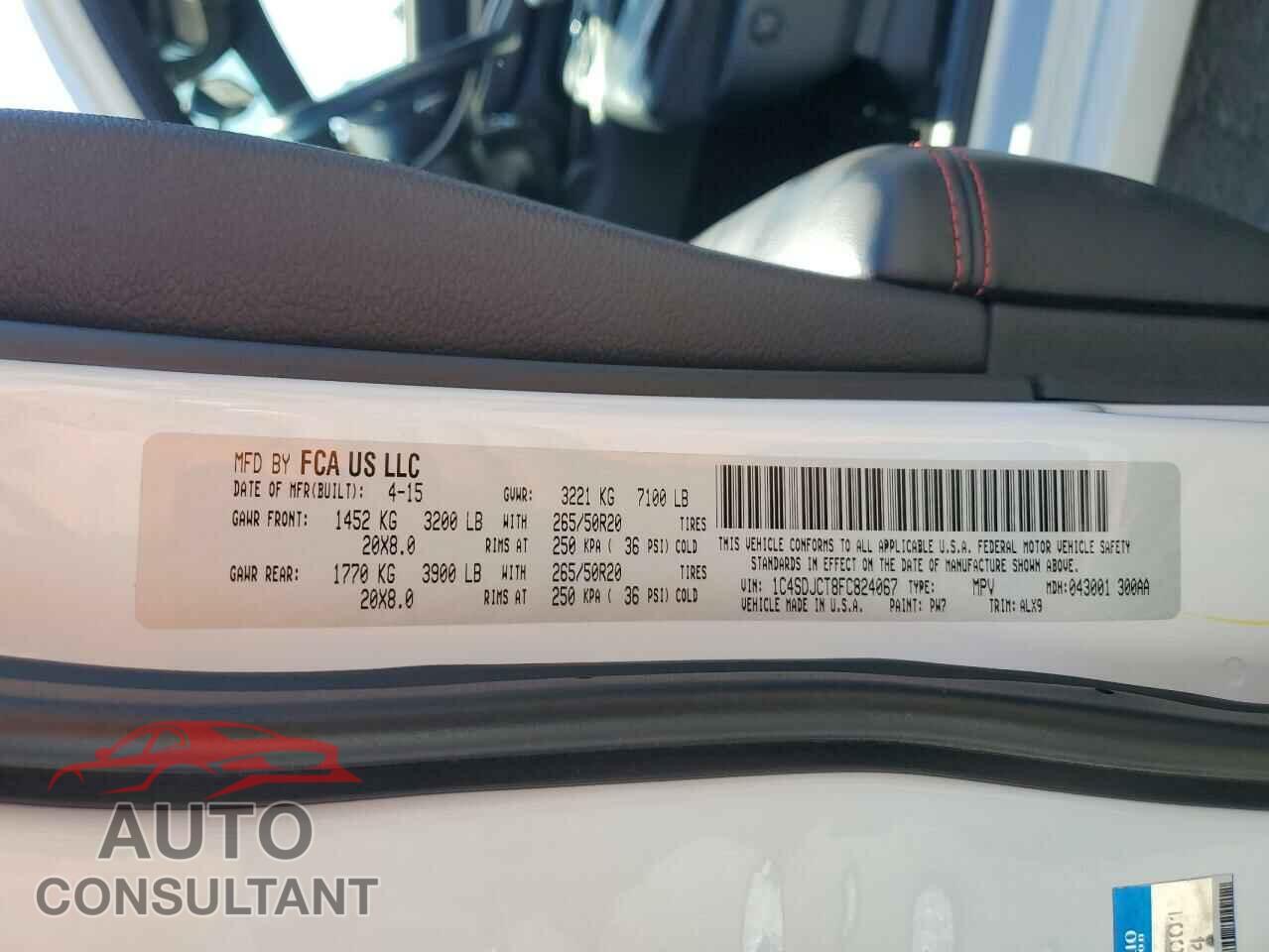 DODGE DURANGO 2015 - 1C4SDJCT8FC824067