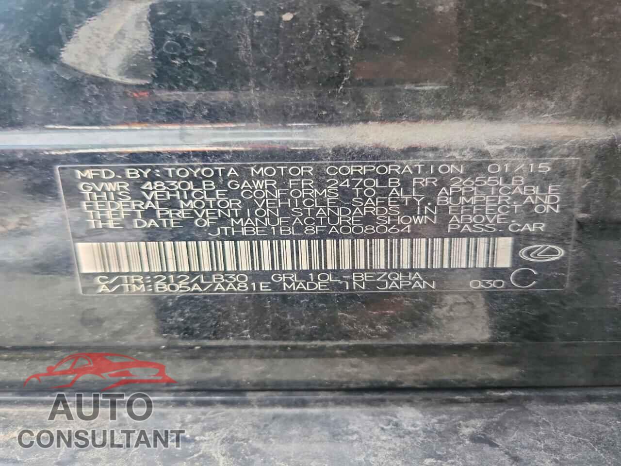 LEXUS GS350 2015 - JTHBE1BL8FA008064
