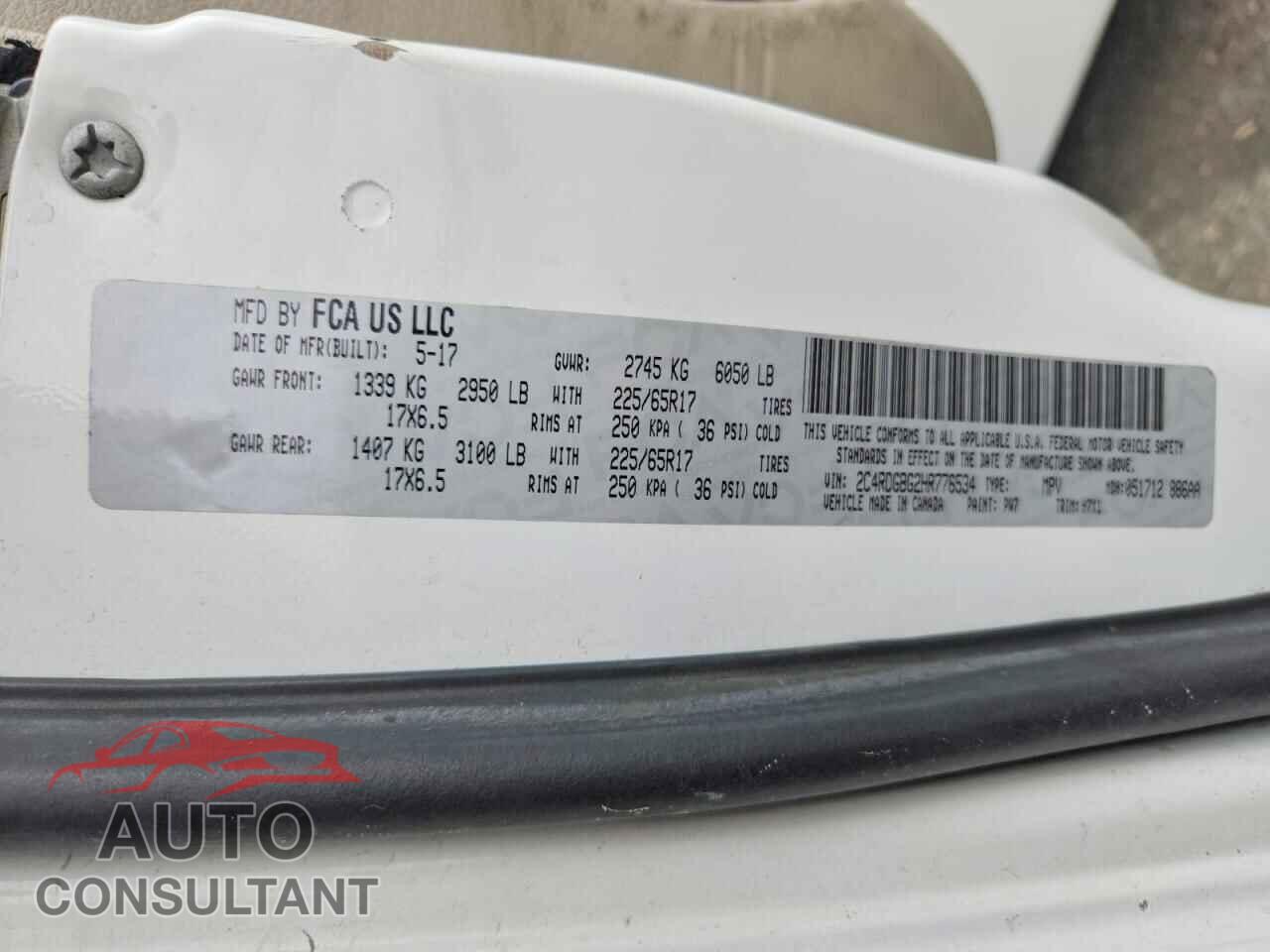 DODGE CARAVAN 2017 - 2C4RDGBG2HR776534