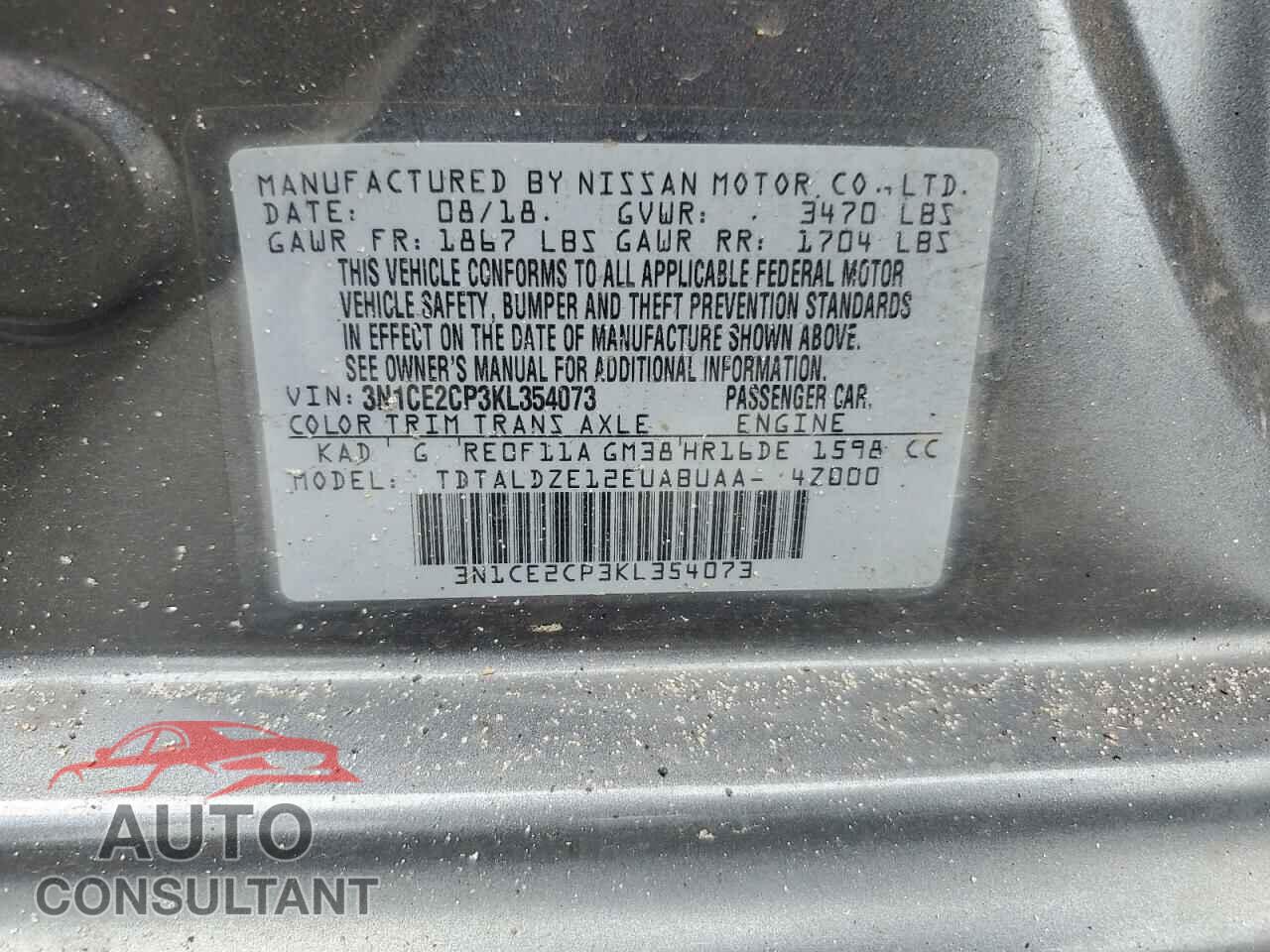 NISSAN VERSA 2019 - 3N1CE2CP3KL354073