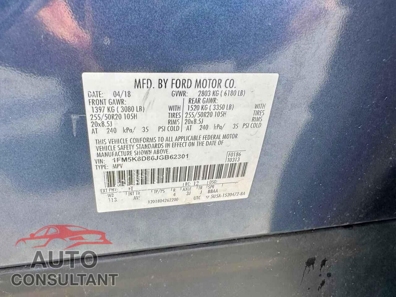 FORD EXPLORER 2018 - 1FM5K8D86JGB62301