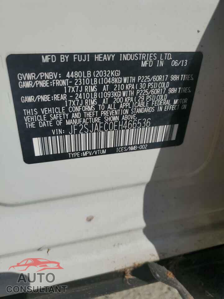 SUBARU FORESTER 2014 - JF2SJAEC0EH466536