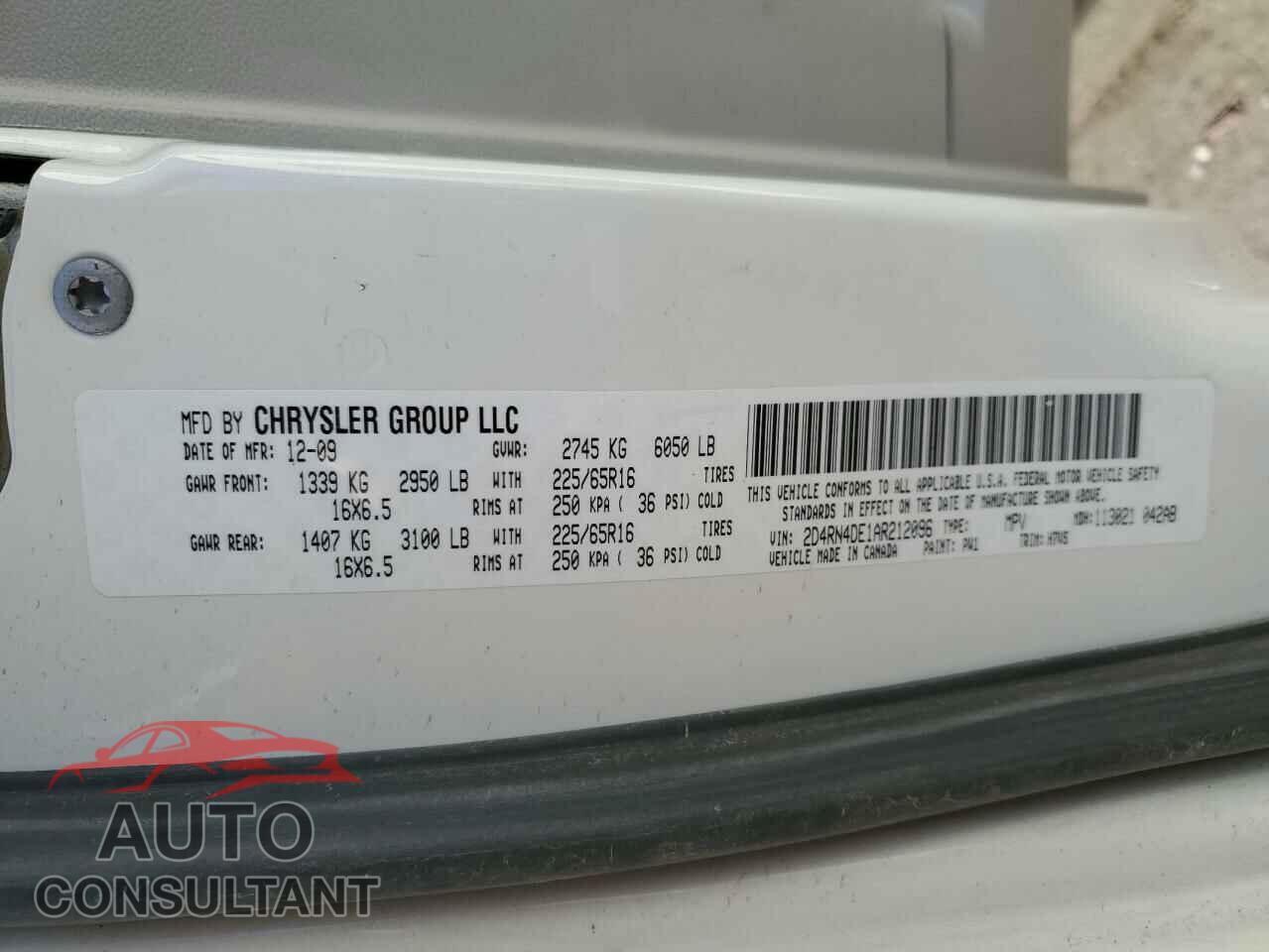 DODGE CARAVAN 2010 - 2D4RN4DE1AR212096