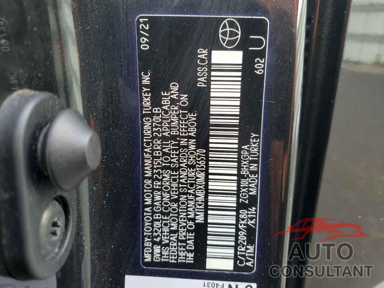 TOYOTA C-HR 2021 - NMTKHMBX0MR136570