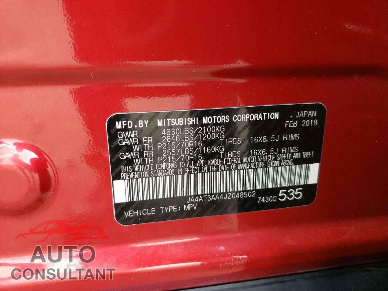 MITSUBISHI ECLIPSE 2018 - JA4AT3AA4JZ048502