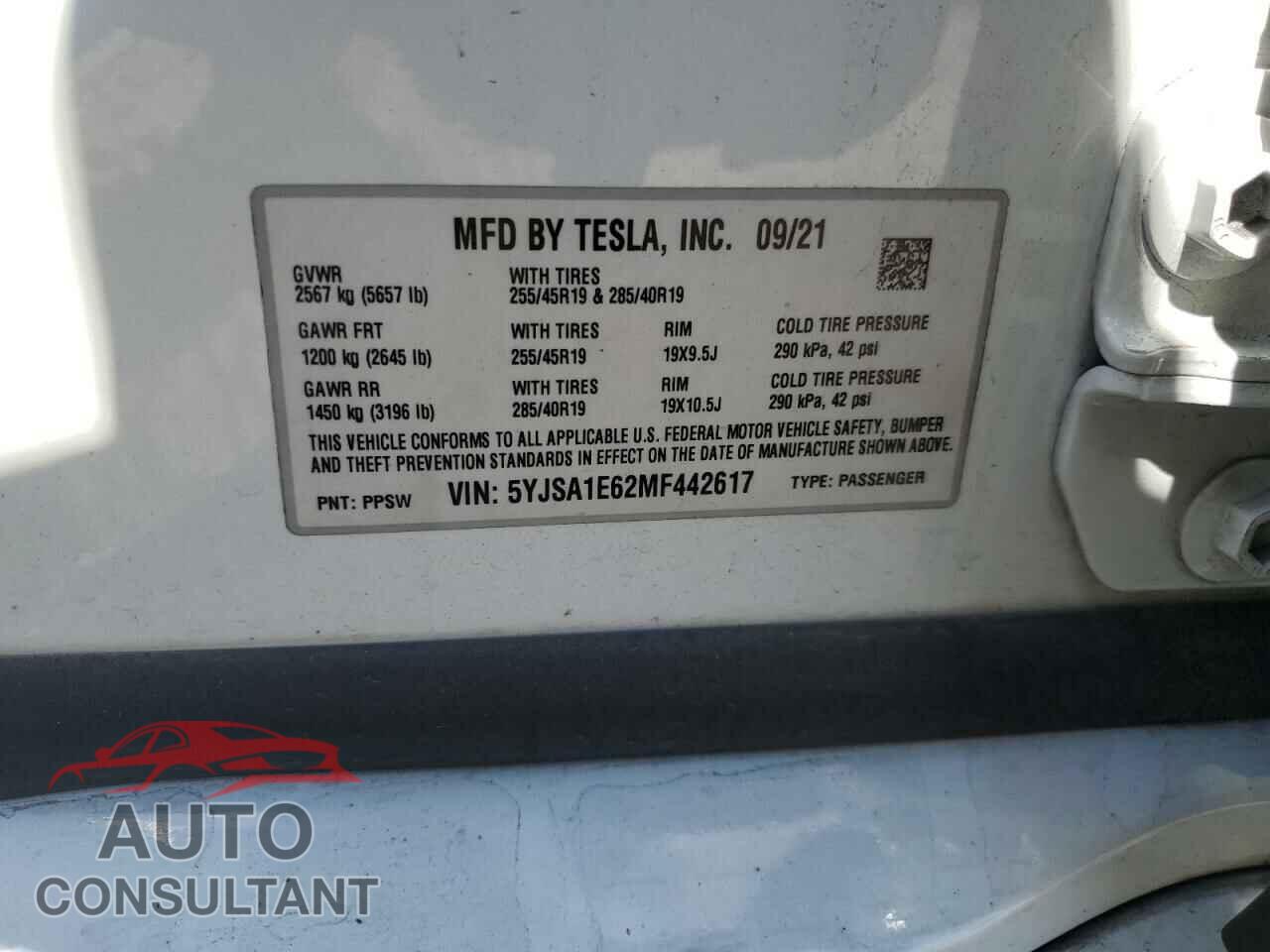TESLA MODEL S 2021 - 5YJSA1E62MF442617