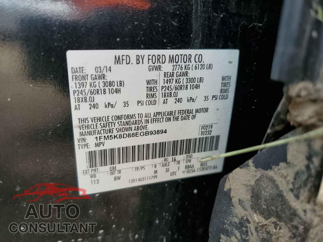 FORD EXPLORER 2014 - 1FM5K8D88EGB93894