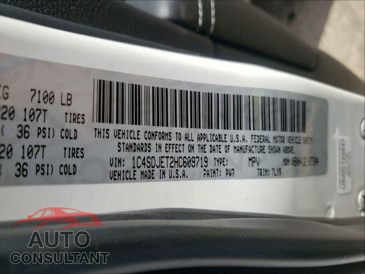 DODGE DURANGO 2017 - 1C4SDJET2HC609719