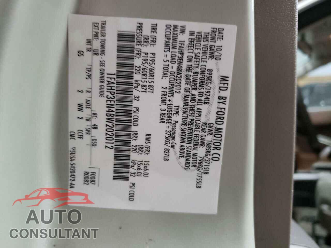 FORD FOCUS 2011 - 1FAHP3EN4BW202012