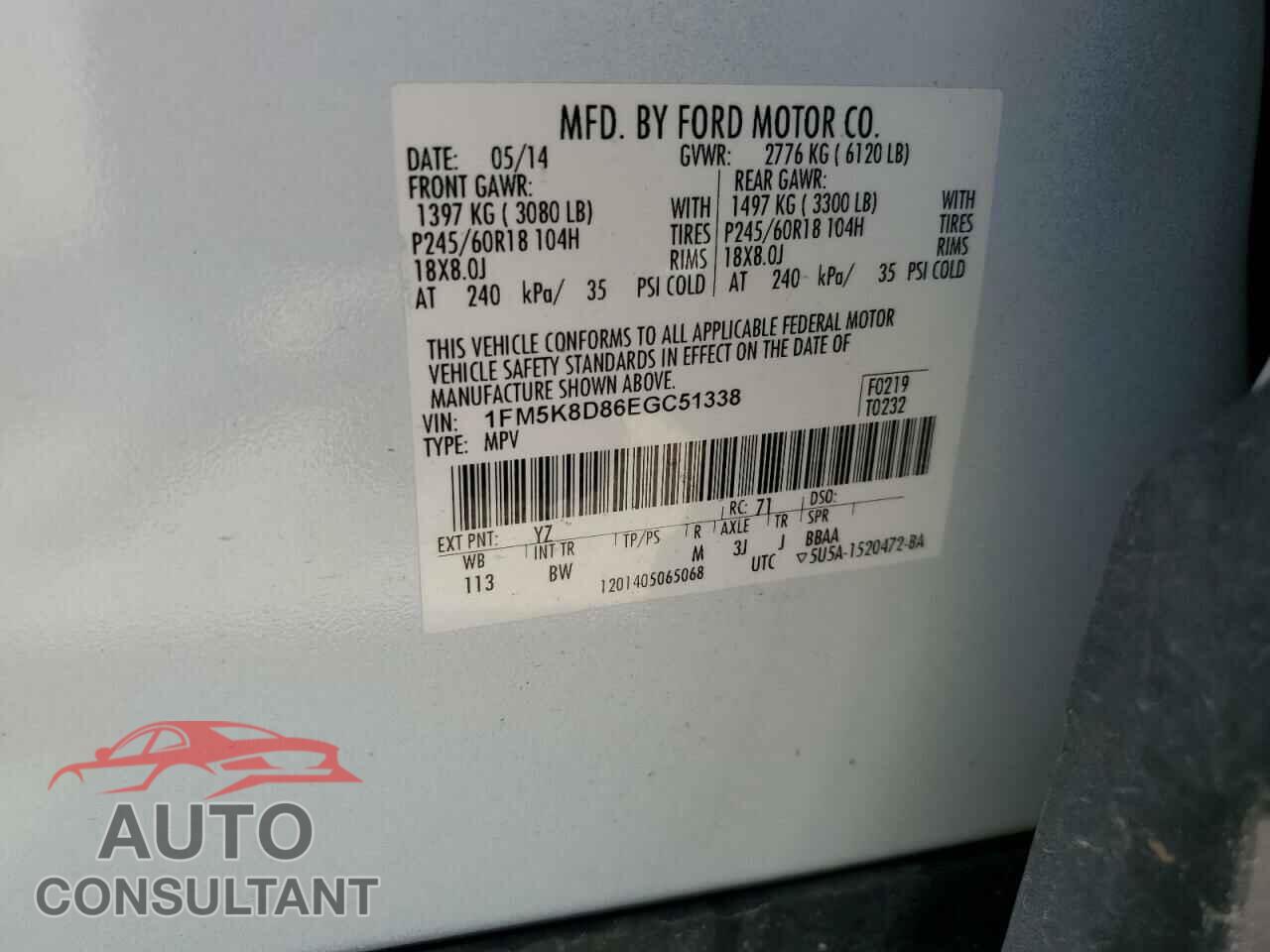 FORD EXPLORER 2014 - 1FM5K8D86EGC51338