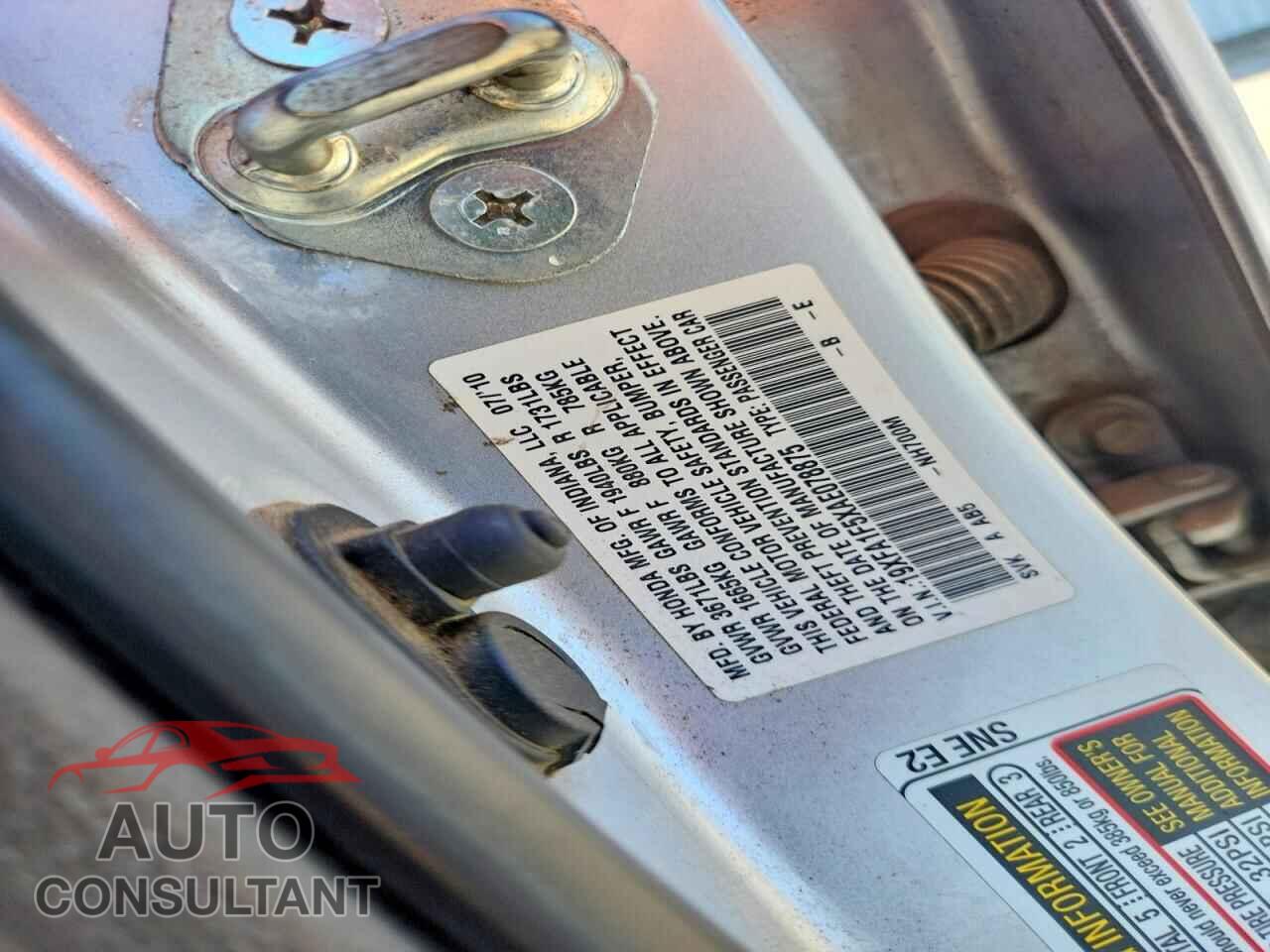 HONDA CIVIC 2010 - 19XFA1F5XAE078875