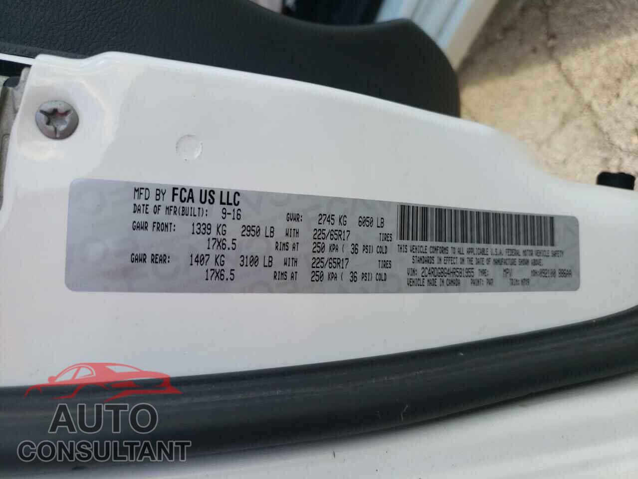 DODGE CARAVAN 2017 - 2C4RDGBG4HR581955
