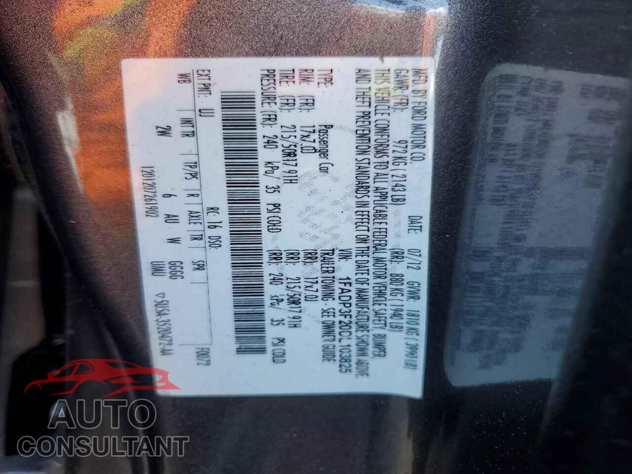 FORD FOCUS 2013 - 1FADP3F20DL103825