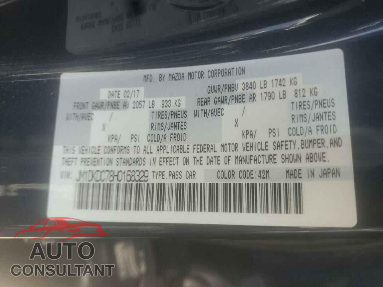 MAZDA CX-3 2017 - JM1DKDC78H0168329