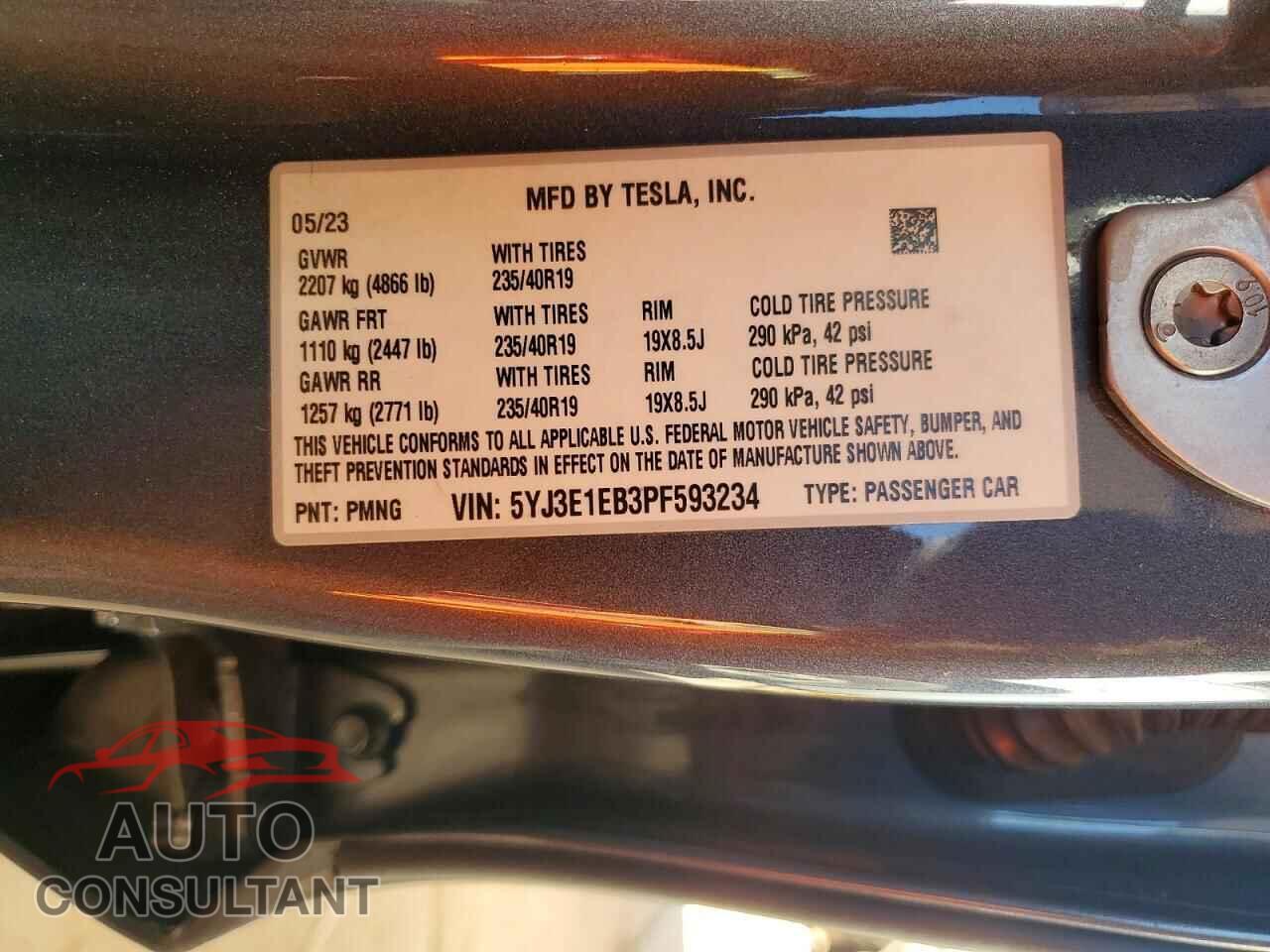 TESLA MODEL 3 2023 - 5YJ3E1EB3PF593234