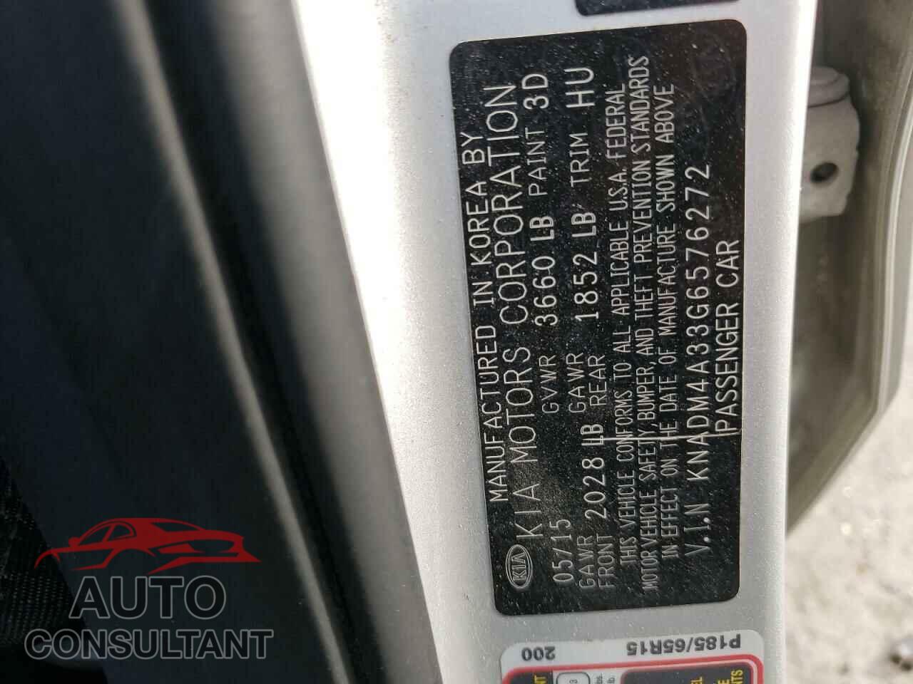 KIA RIO 2016 - KNADM4A33G6576272