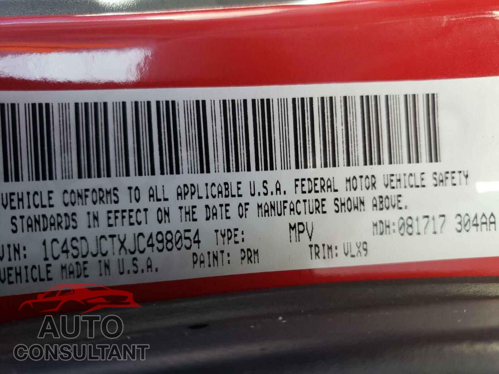 DODGE DURANGO 2018 - 1C4SDJCTXJC498054