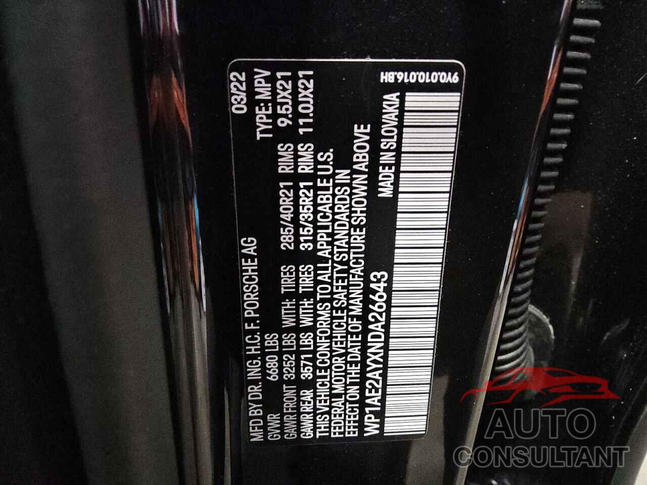 PORSCHE CAYENNE 2022 - WP1AE2AYXNDA26643