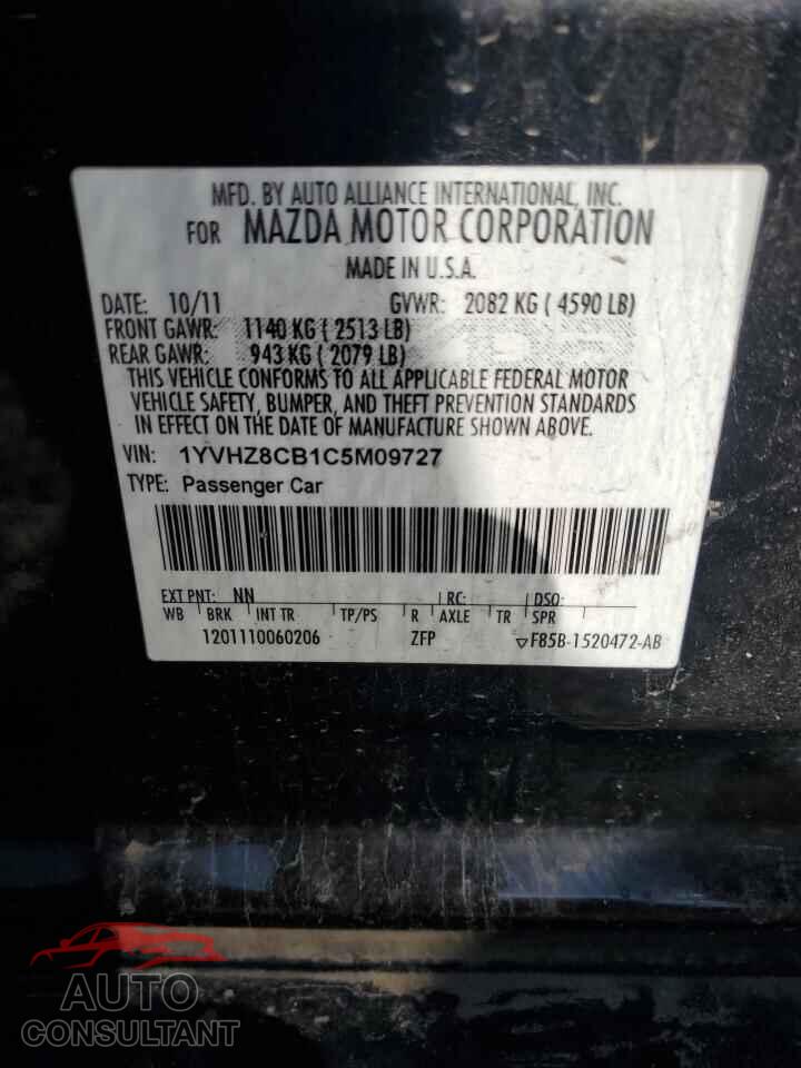 MAZDA 6 2012 - 1YVHZ8CB1C5M09727